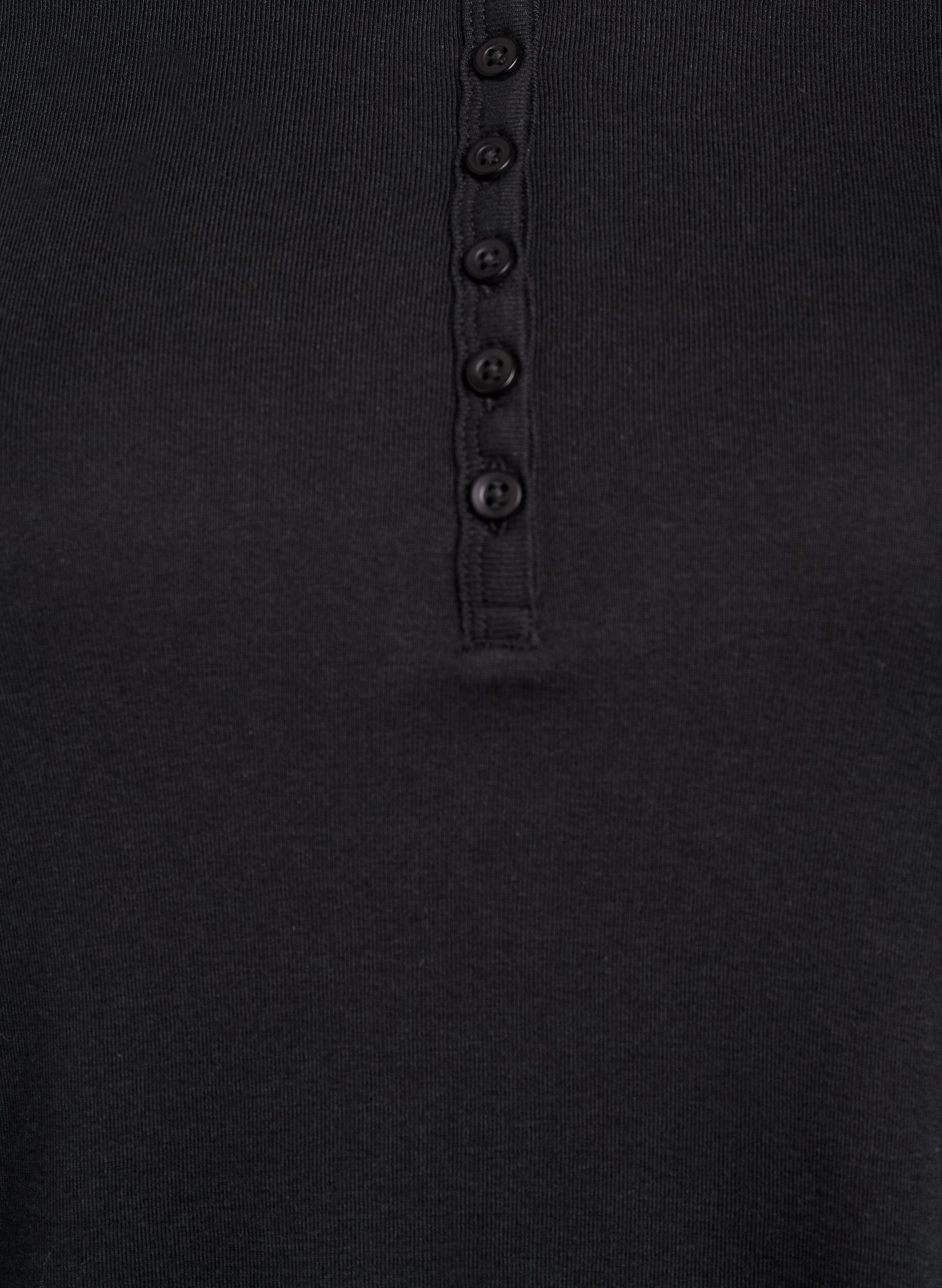 Zizzifashion Jersey blouse with buttons and wavy edges, Black, Packshot image number 2