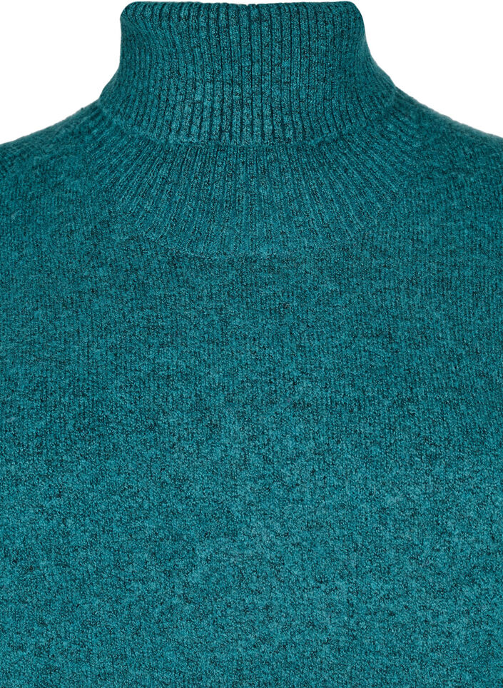 Knitted turtleneck blouse, Atlantic Deep Mel., Packshot image number 2