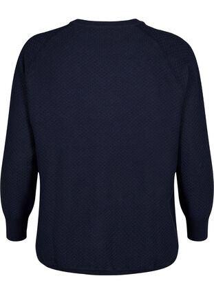 Pullover in organic cotton with texture pattern, Navy Blazer, Packshot image number 1