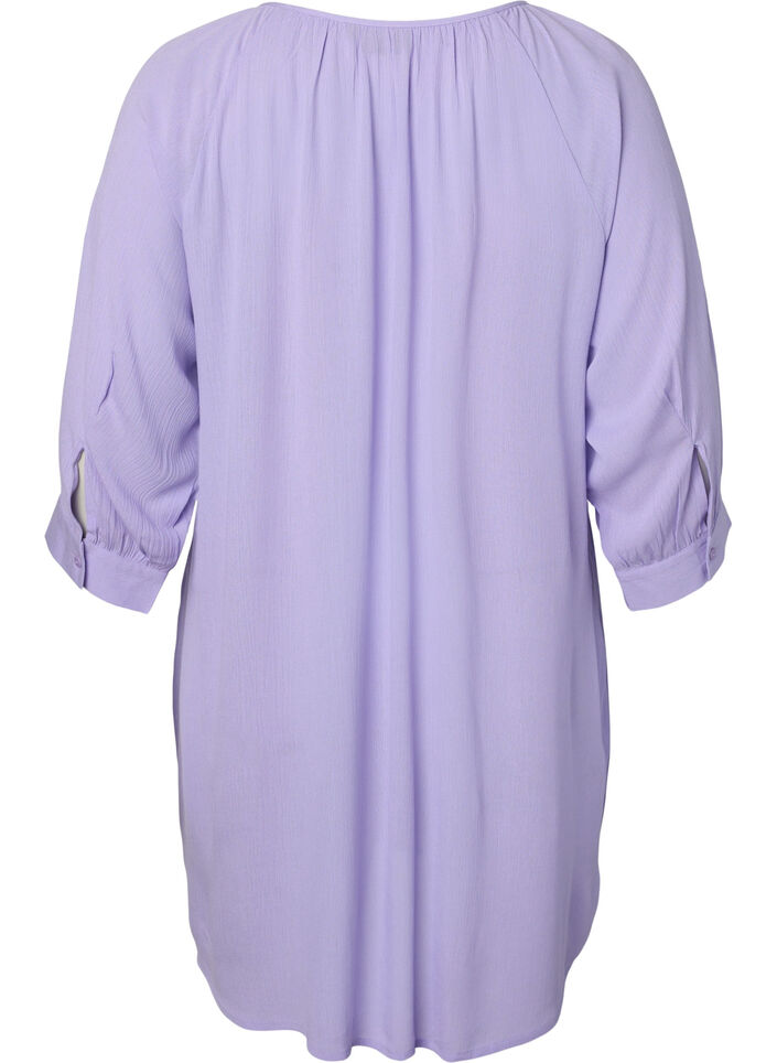 Viscose tunic with 3/4 sleeves, Purple, Packshot image number 1