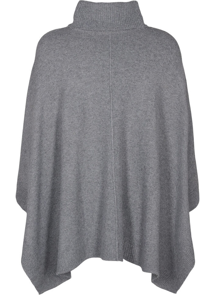 Poncho with high neck, Medium Grey Melange, Packshot image number 1
