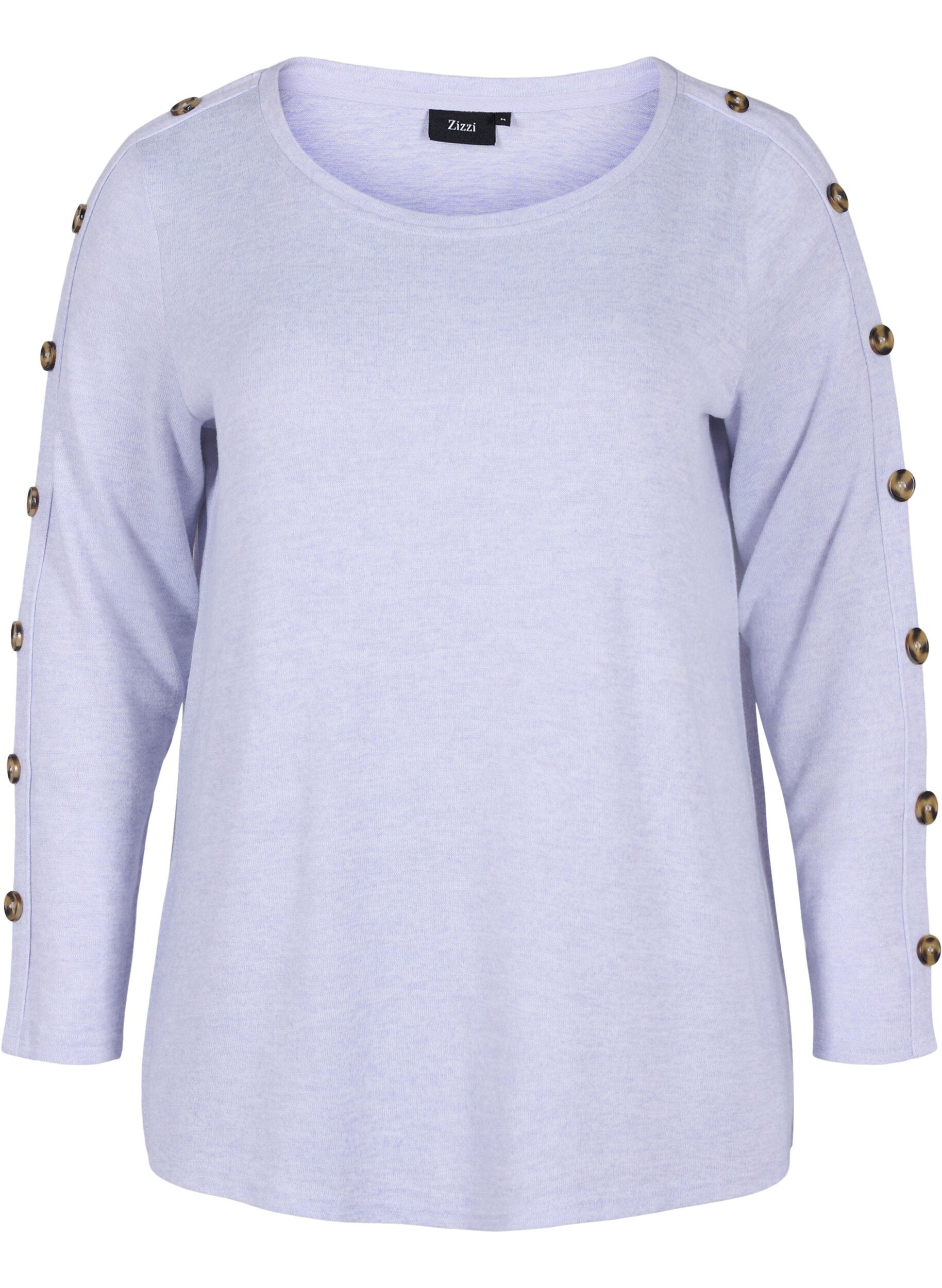 Zizzifashion Long-sleeved blouse with button details, Cosmic Sky Melange, Packshot image number 0
