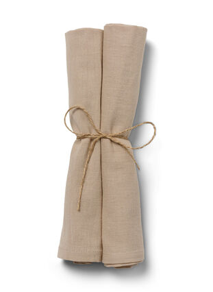 Cotton napkins in a 2-pack, Oxford Tan, Packshot image number 0
