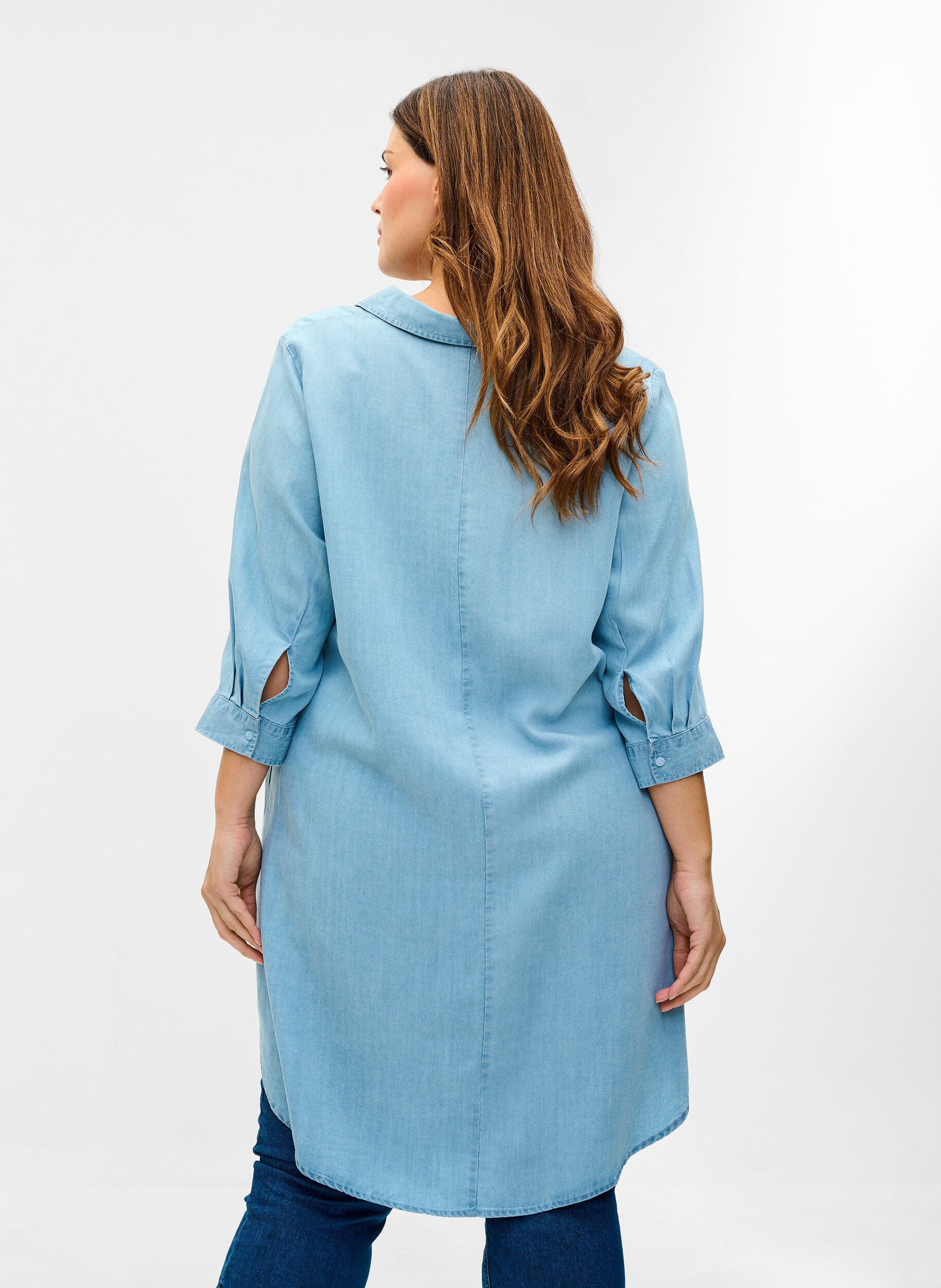 Zizzifashion Tunic with 3/4 sleeves, Light blue denim, Model image number 1