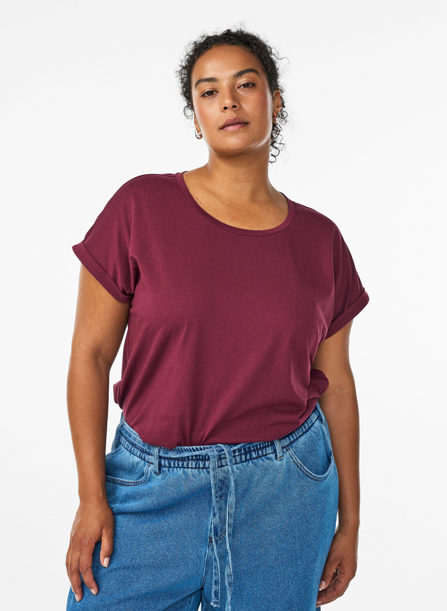 ZizzifashionShort sleeved cotton blend t-shirt, Red, Model image number 0