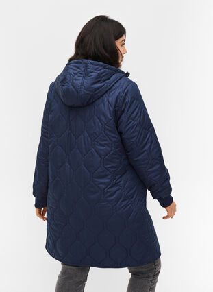 Hooded quilted jacket with large pockets, Navy Blazer, Model image number 1