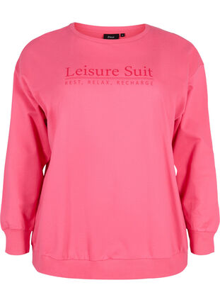 Cotton sweatshirt with text print, Hot P. w. Lesuire S., Packshot image number 0