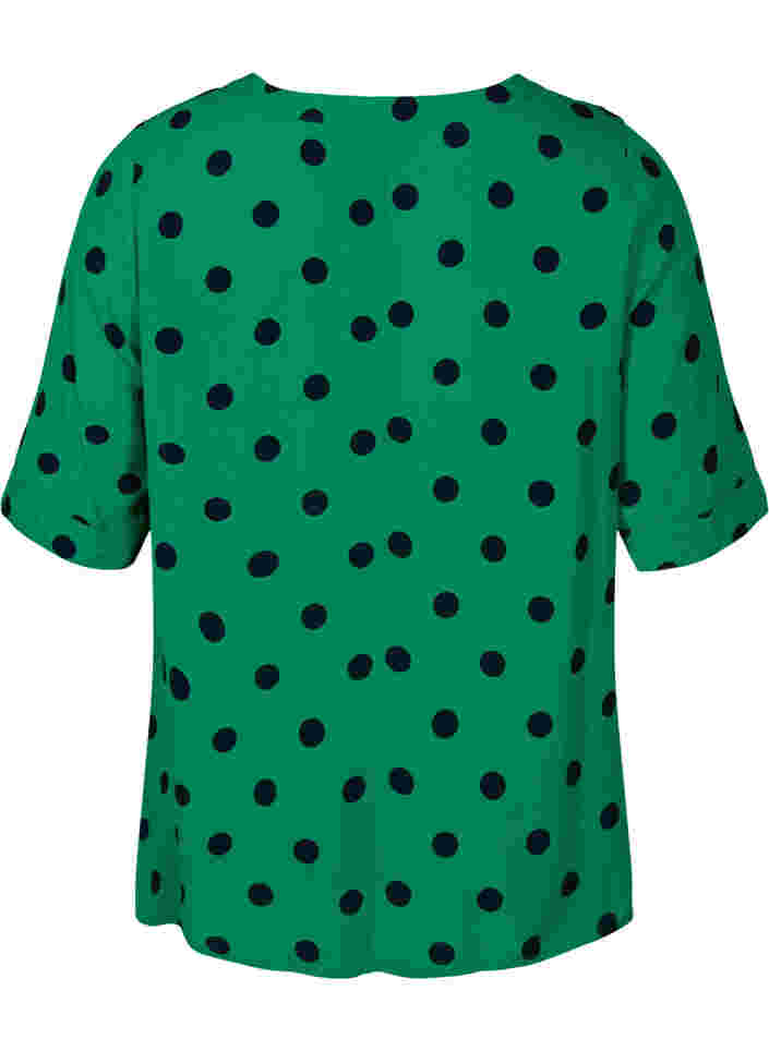 Polka dot viscose blouse, Jolly Green dot AOP, Packshot image number 1
