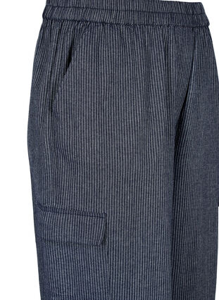 Pinstriped cotton cargo pants, Dark Blue Stripe, Packshot image number 2