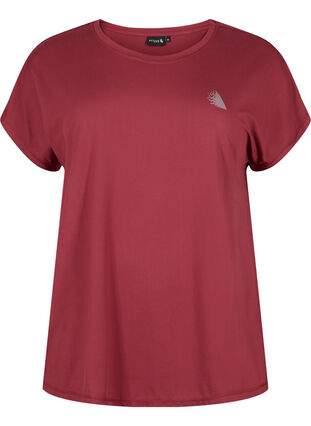 Short-sleeved workout t-shirt, Cordovan, Packshot image number 0