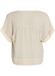 Seersucker blouse with V-neck, Beige, Packshot image number 1