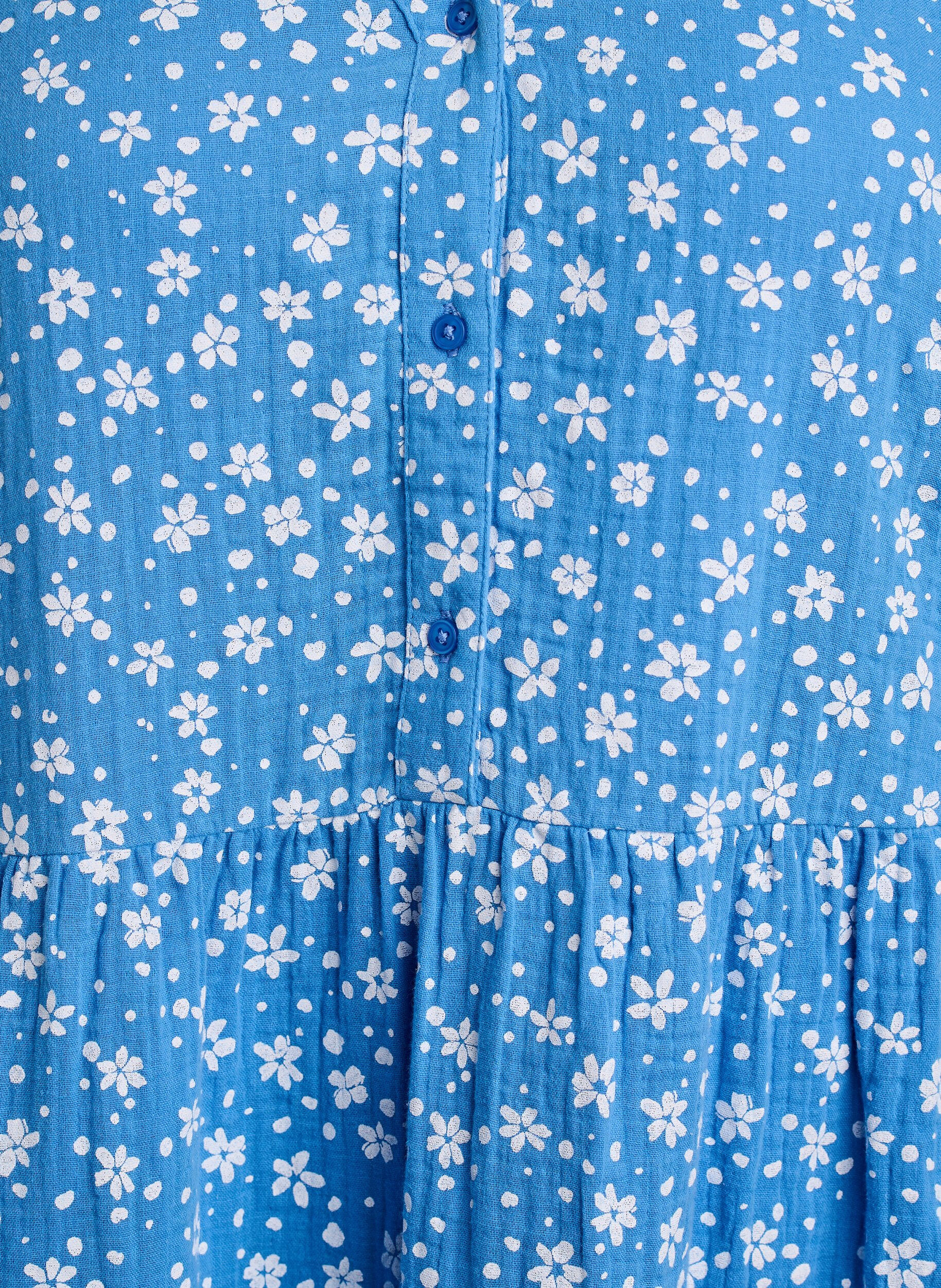 Zizzifashion Short dress in patterned cotton muslin, Blue, Packshot image number 2