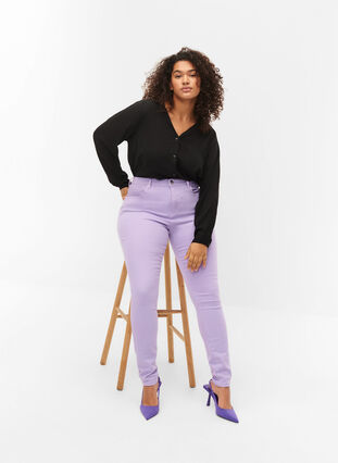 High waisted Amy jeans with super slim fit, Lavender, Model image number 2
