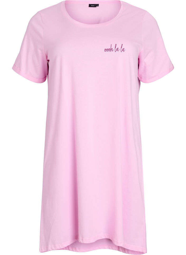 Short-sleeved nightgown in organic cotton, Rose, Packshot image number 0