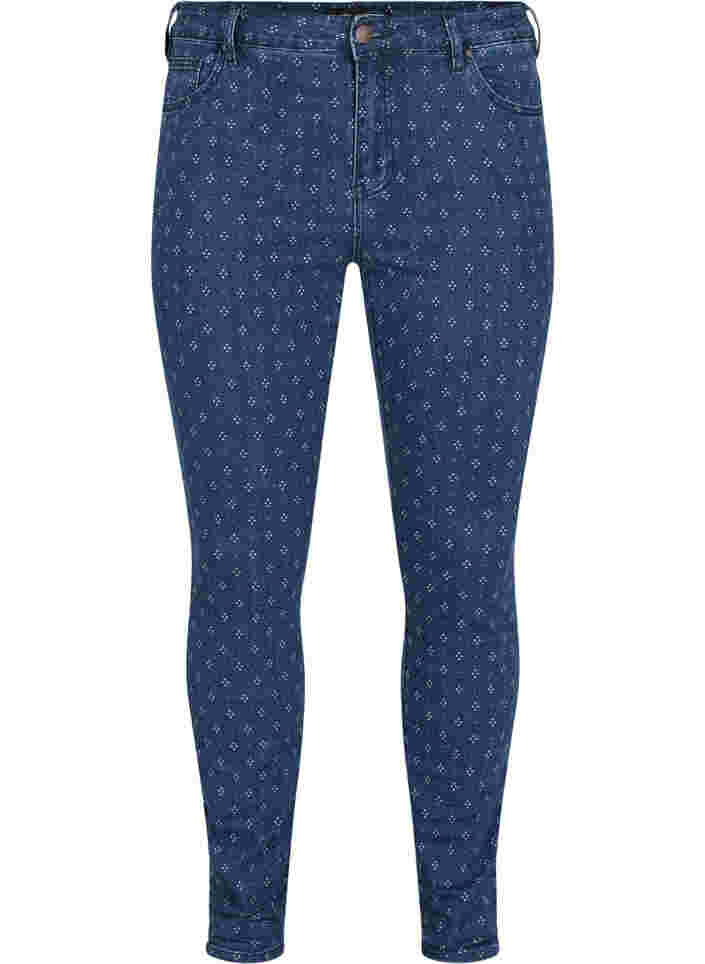 Super slim Amy jeans with print details, Dark blue, Packshot image number 0
