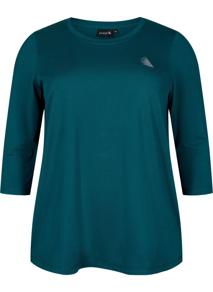 Workout top with 3/4 sleeves, Green, Packshot image number 0