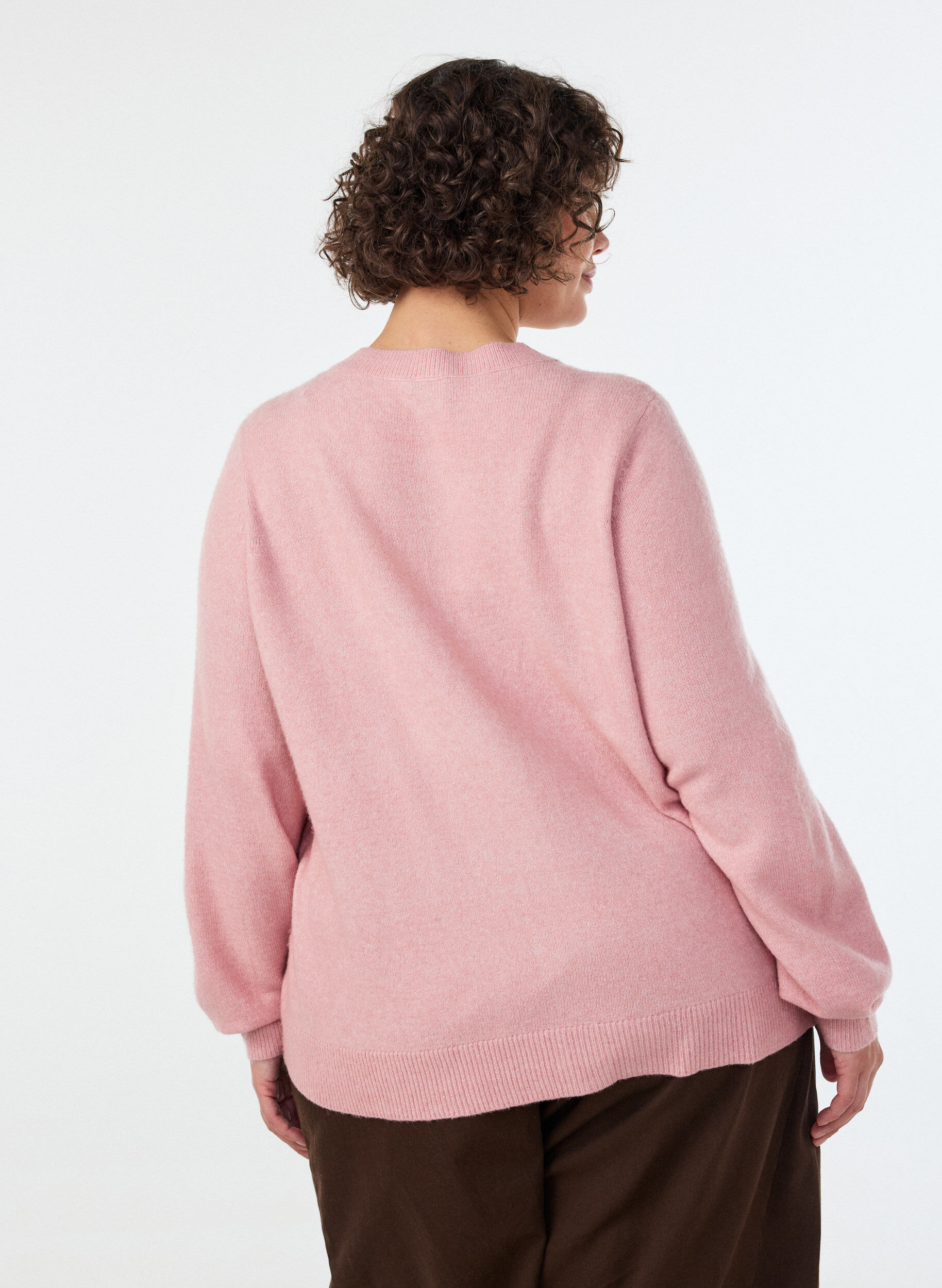 ZizzifashionCardigan in a soft knit with gold-coloured buttons, Red, Model image number 2