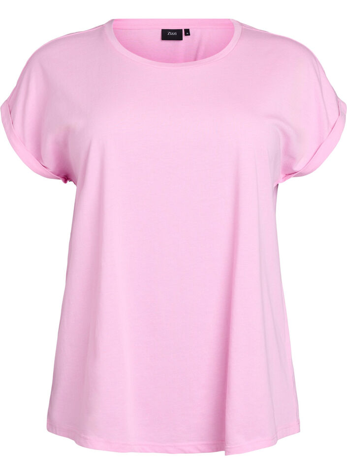Short sleeved cotton blend t-shirt, Pink, Packshot image number 0