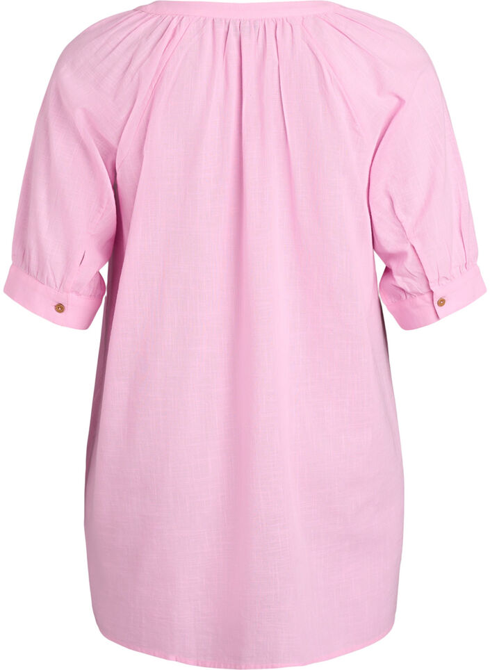 Cotton tunic with a V-neck, Pink, Packshot image number 1