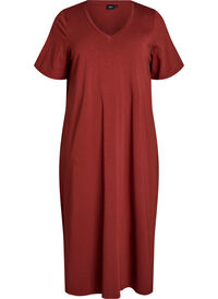 Midi T-shirt dress with a V-neck - Red - Sz. 40-64 - Zizzifashion Midi T-shirt dress with a V-neck - Red - Sz. 40-64 - Zizzifashion