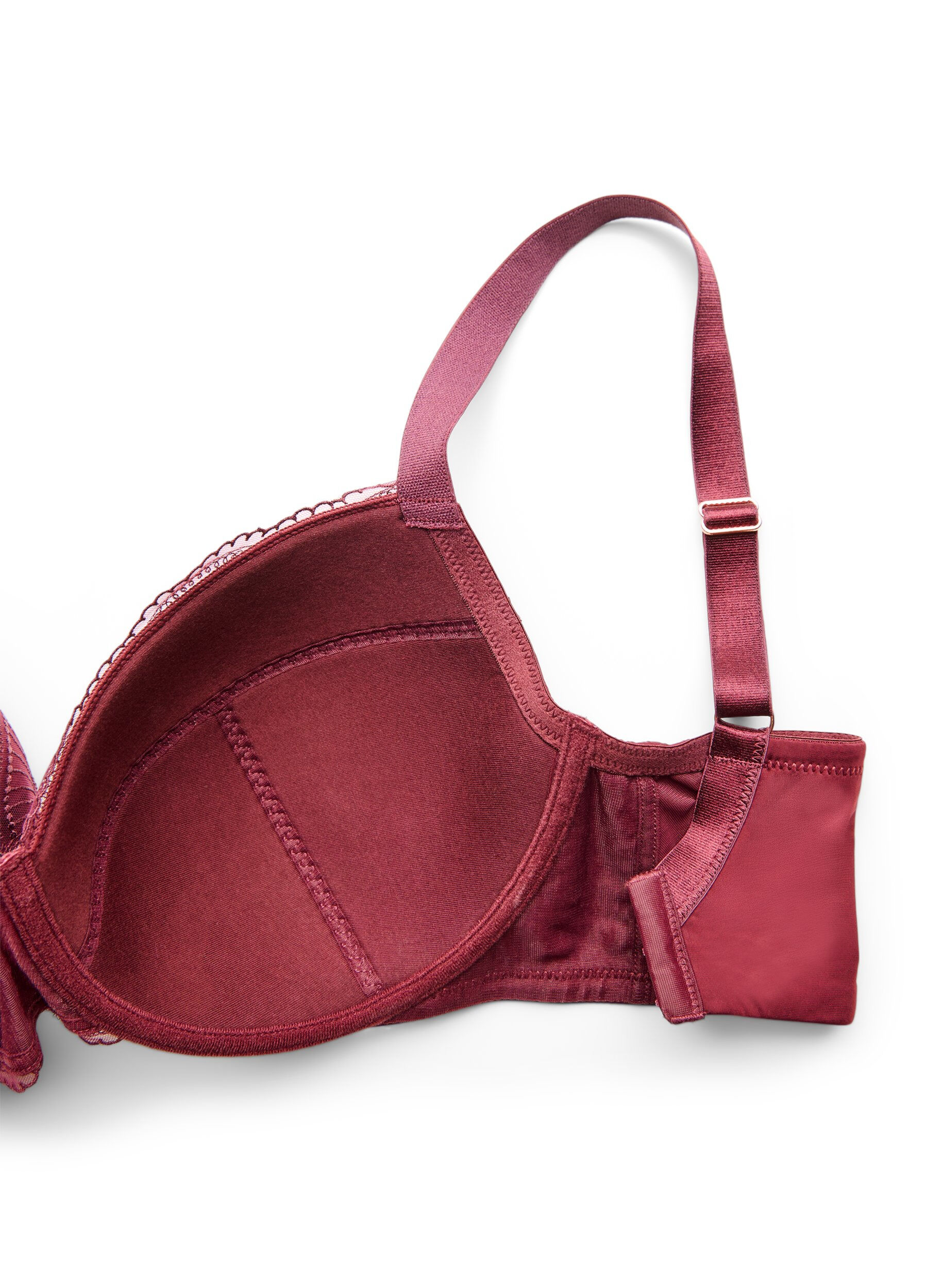 ZizzifashionPadded underwired bra with lace and U-back, Red, Packshot image number 3