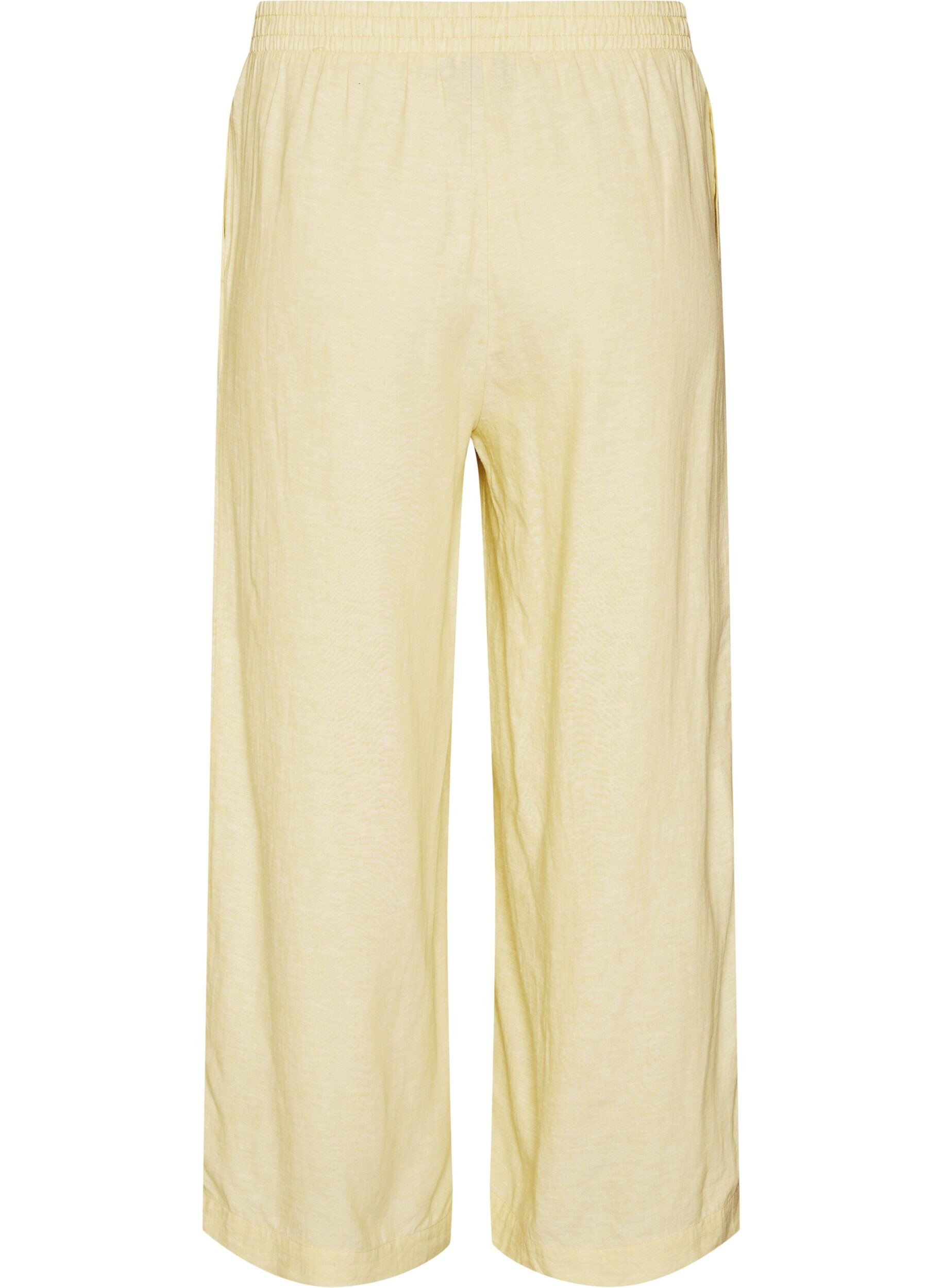 Zizzifashion Wide-leg linen and viscose trousers, Yellow, Packshot image number 1