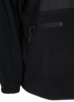 Sports fleece jacket with high neck and pockets, Black, Packshot image number 3