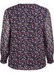 Blouse with floral print and glitter thread, Blue, Packshot image number 1
