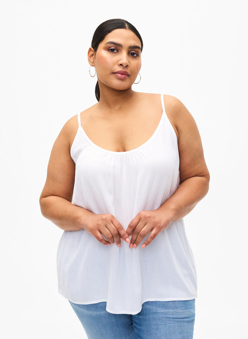 Strap top in viscose, White, Model image number 0