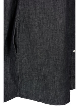Ruffled denim dress with embellished buttons, Black Washed, Packshot image number 3