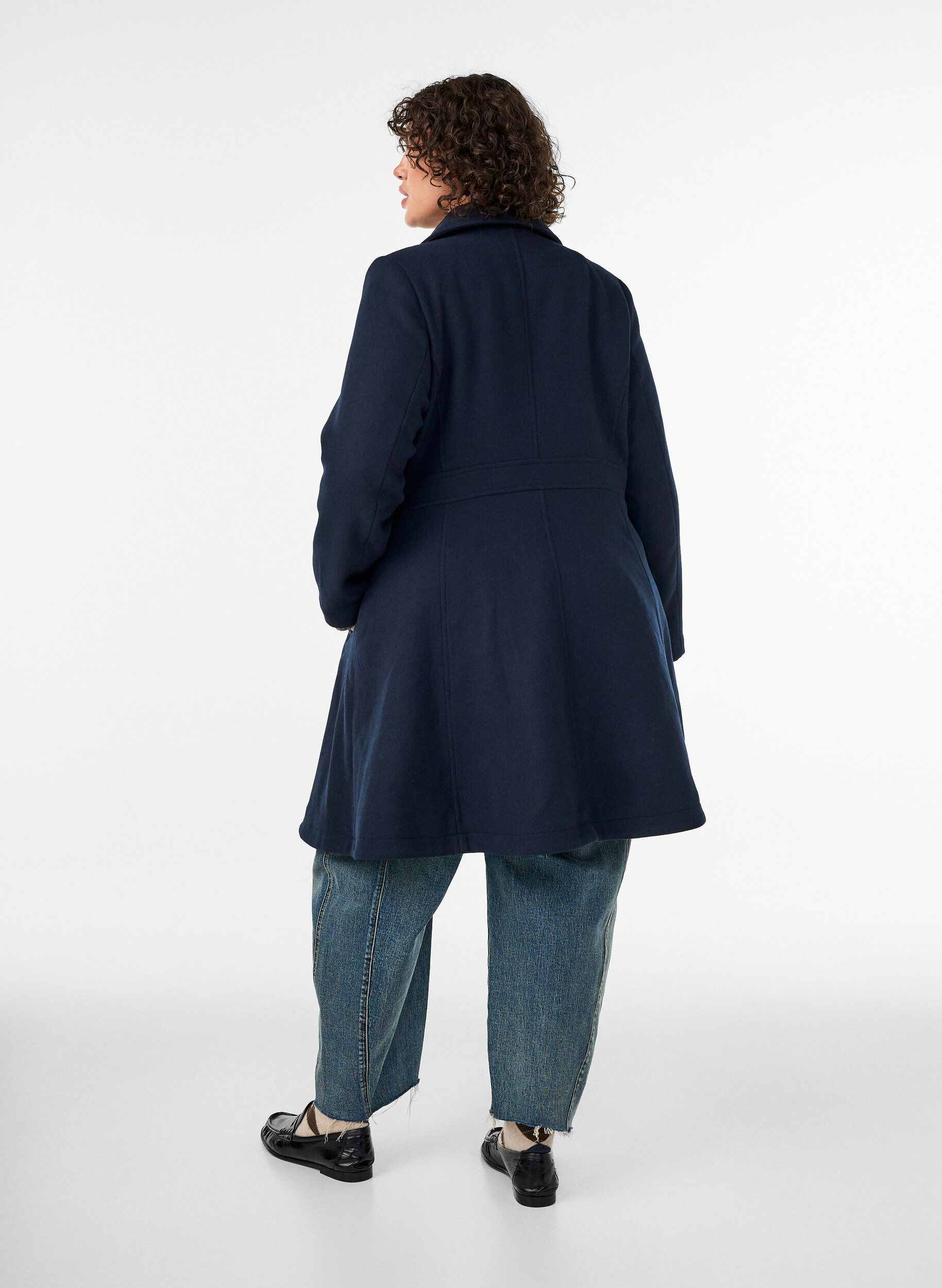 ZizzifashionA-line wool coat with pockets, 1494, Model image number 2