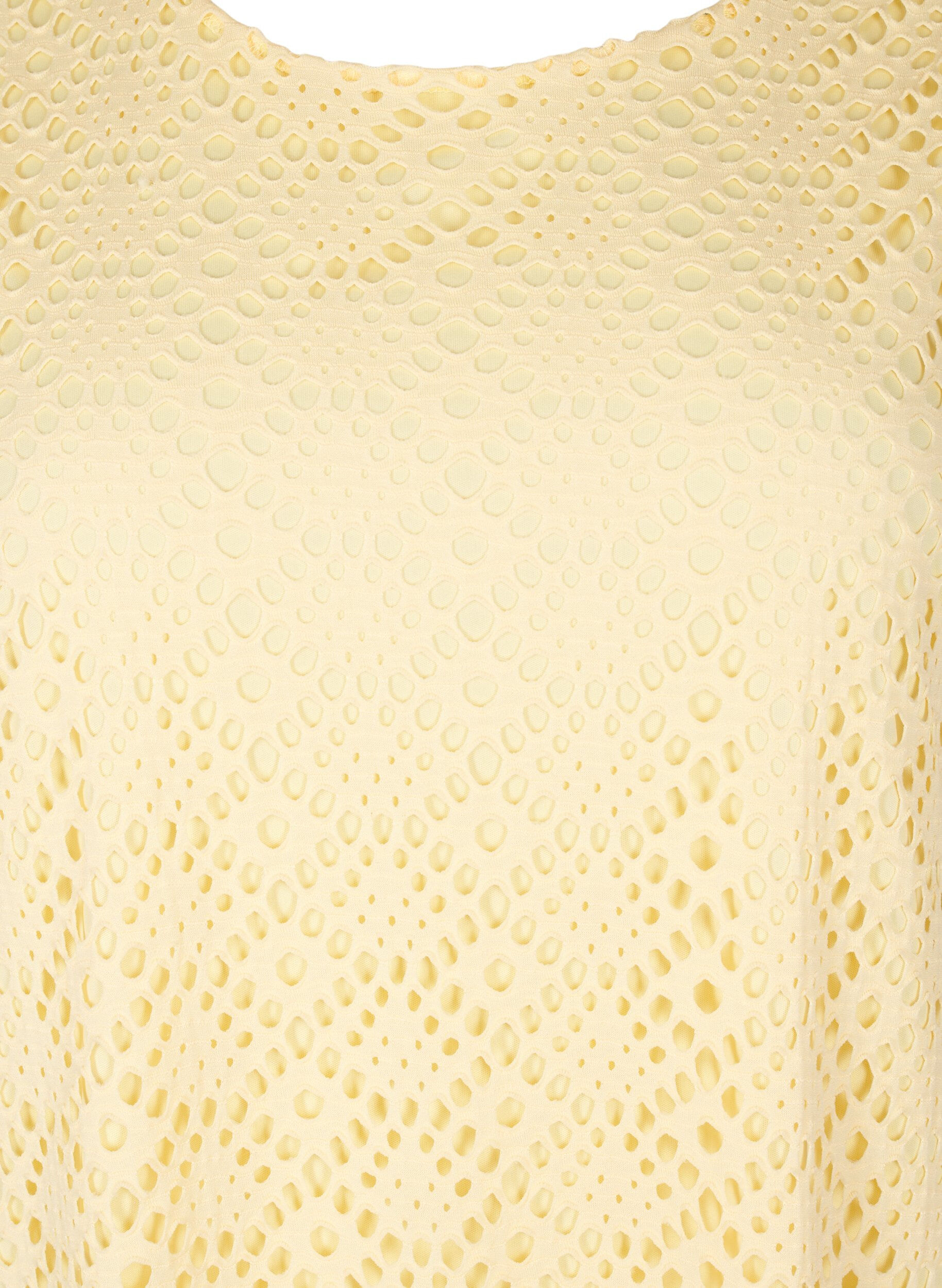 ZizzifashionKnee-length dress with eyelet pattern and short sleeves, Yellow, Packshot image number 2