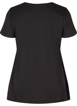 Short-sleeved cotton t-shirt with a-line, Black w. Gold Star, Packshot image number 1