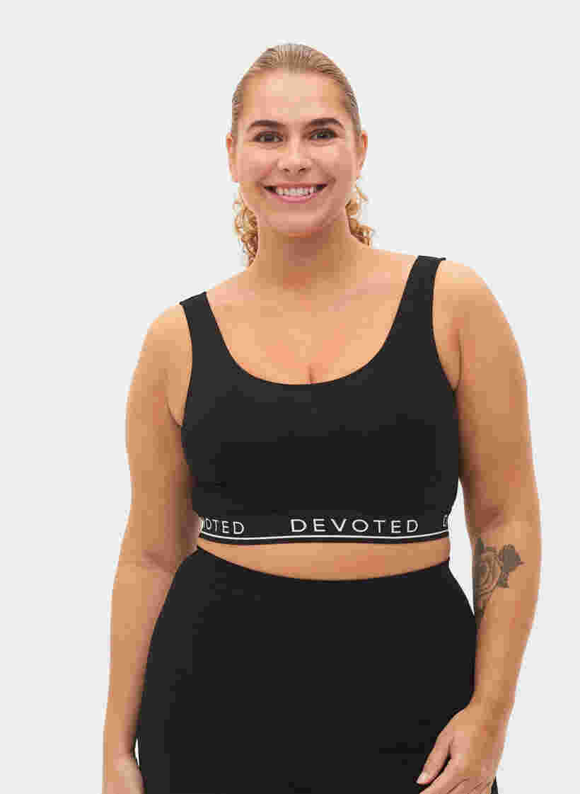 Seamless bra with text print, Black, Model