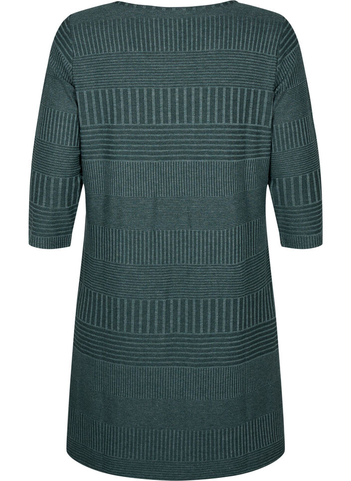 Dress with 3/4 sleeves and striped pattern, Scarab Melange, Packshot image number 1