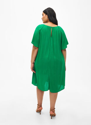 Viscose dress with short sleeves, Jolly Green, Model image number 1