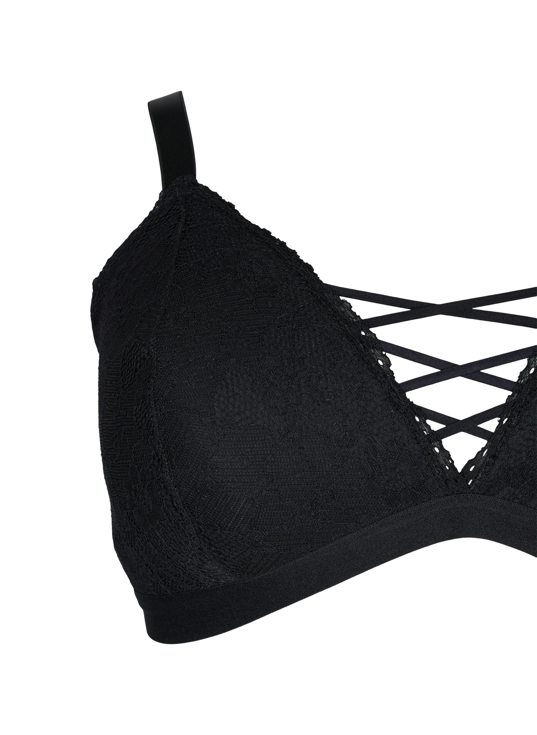 Zizzifashion Padded lace bra, Black, Packshot image number 3