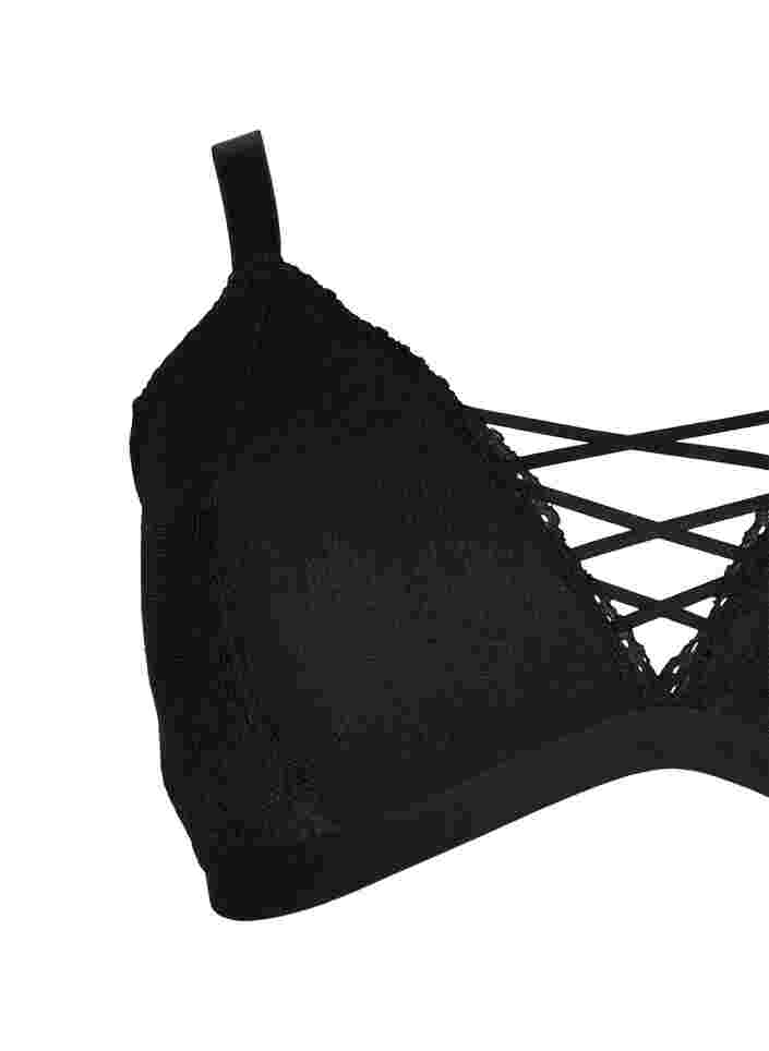 Padded lace bra, Black, Packshot image number 3