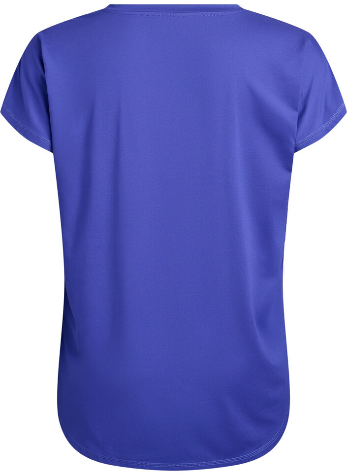 Short sleeve sport t-shirt with v-neck, Purple, Packshot image number 1