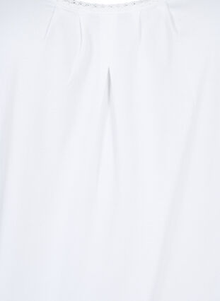 Cotton top with round neck and lace trim, Bright White, Packshot image number 2