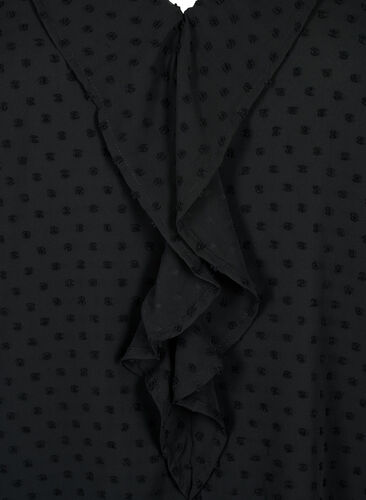 Blouse with ruffles and dotted texture, Black, Packshot image number 2