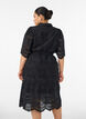 Shirt dress in broderie anglaise with a tie-belt, Black, Model image number 2