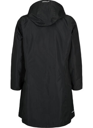 Rain jacket with detachable hood and reflectors, Black, Packshot image number 1