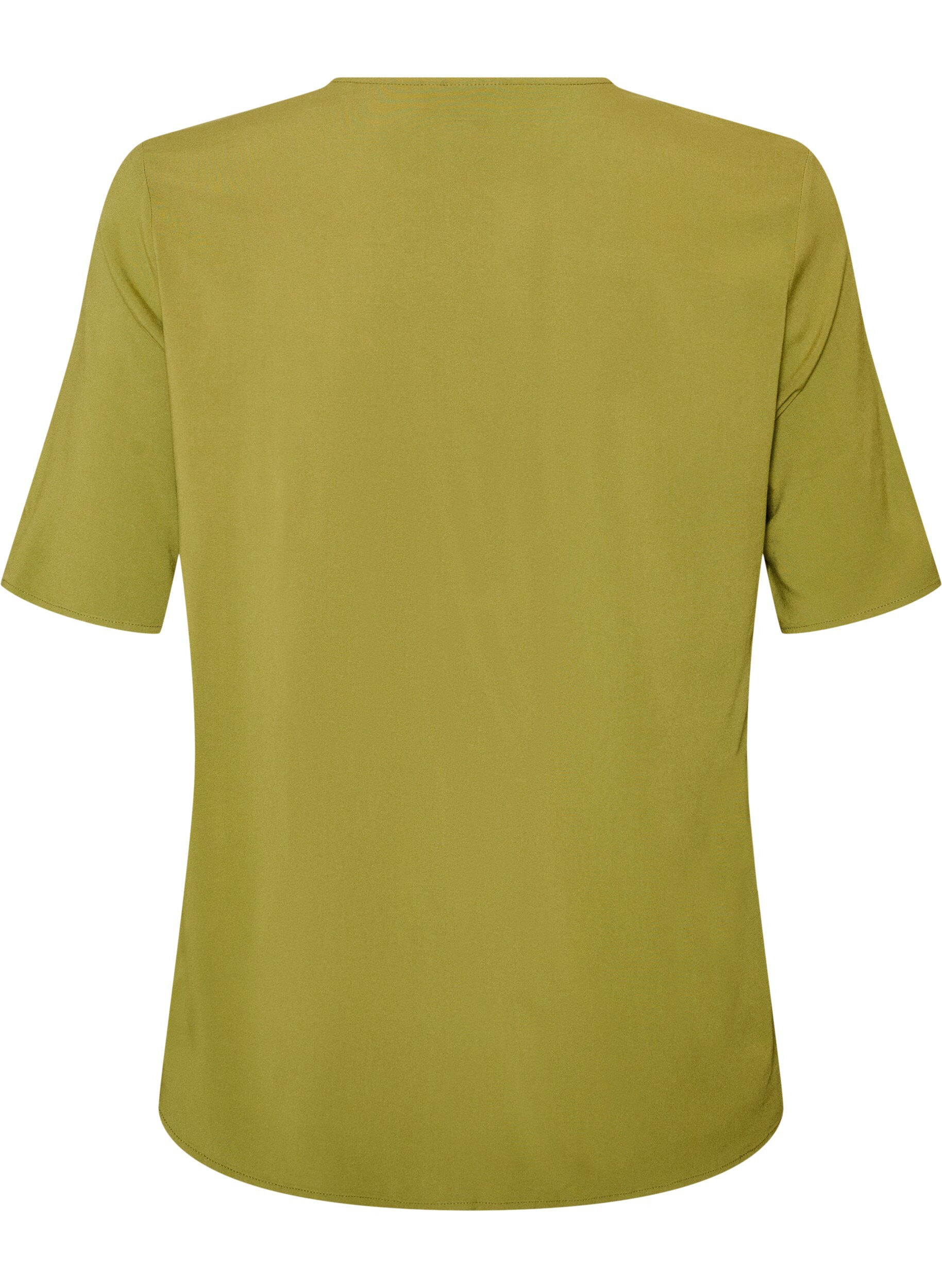 ZizzifashionShort-sleeved woven blouse with round neck, Green, Packshot image number 1