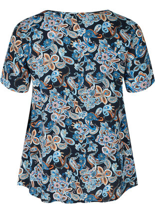 Viscose blouse with print and short sleeves, Paisley AOP, Packshot image number 1