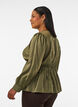 Shiny viscose blouse with peplum effect, Green, Model image number 2