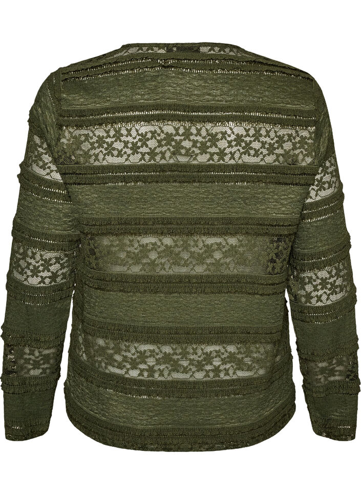 Lace blouse with long sleeves, Green, Packshot image number 1