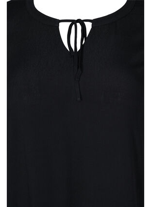 Short sleeve viscose dress with print, Black, Packshot image number 2