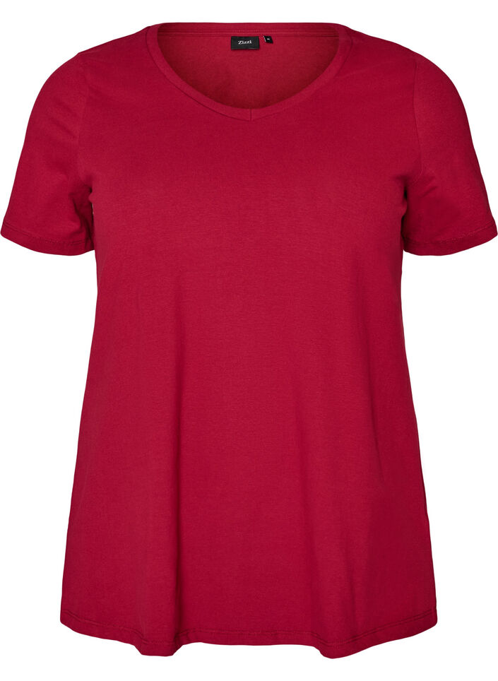 Basic plain cotton t-shirt, Red, Packshot image number 0