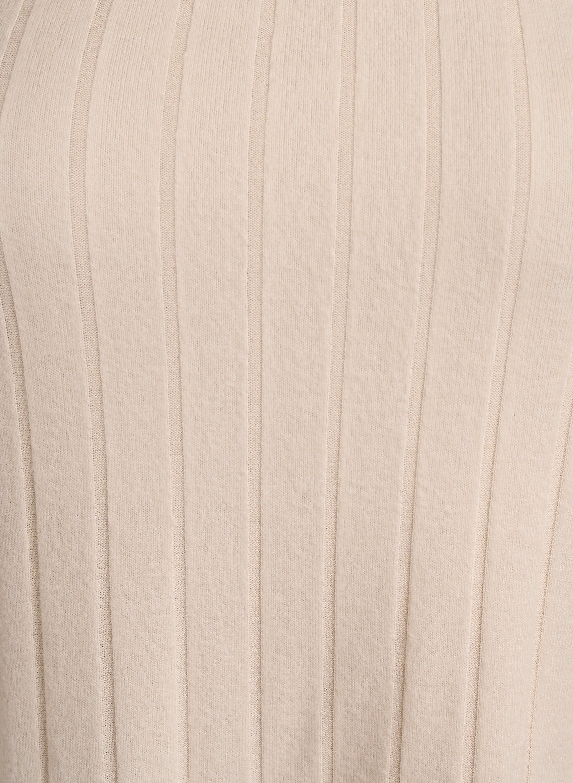 Zizzifashion Jersey blouse with a square neck and ribbed texture, Beige, Packshot image number 2